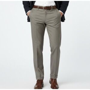 Tasso Elba Men's Wool Dress‎ Pants Tan Waist 36 Inseam 34 Flat Front